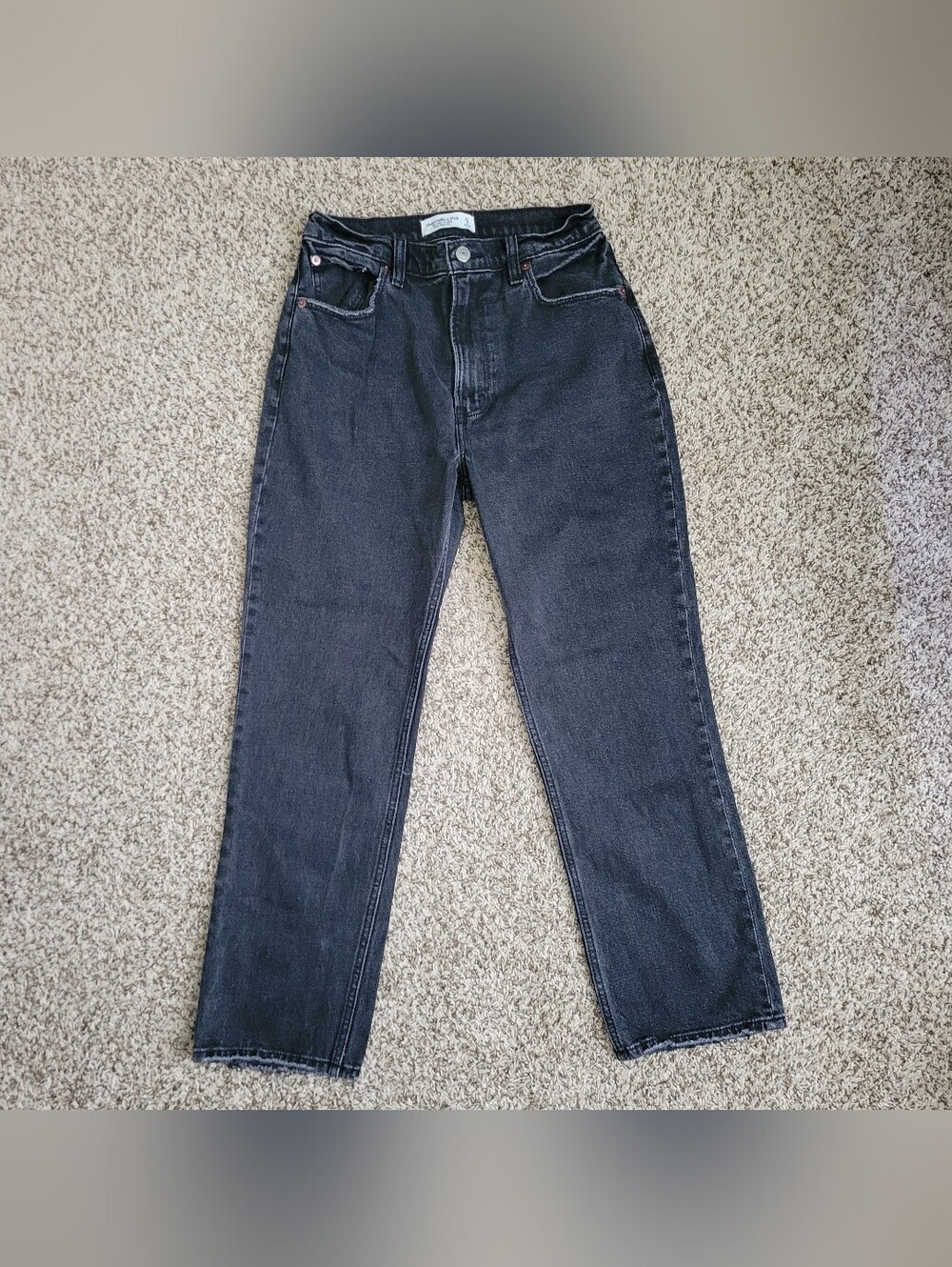 Abercrombie & Fitch Ankle Straight Ultra High Rise Jeans Black Gray 27 4 Regular